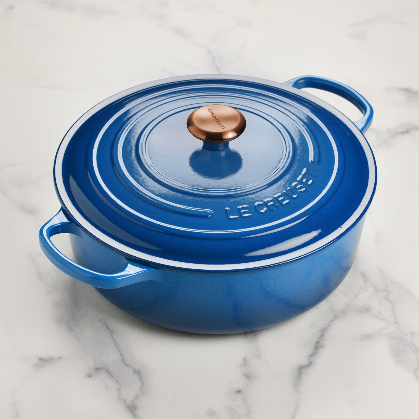 Signature Cast Iron 6.75-quart Marseille Round Wide Dutch Oven with Copper Knob