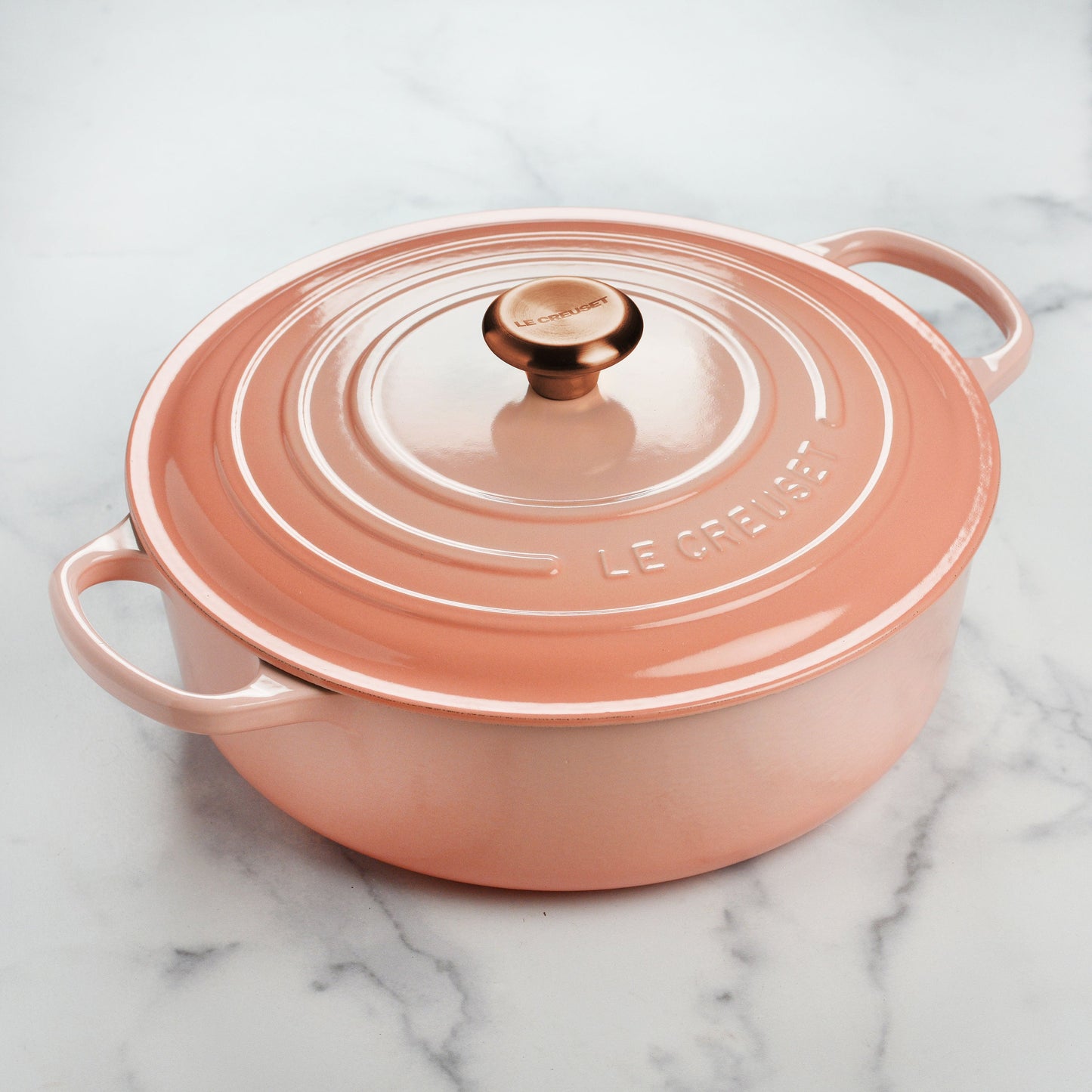 Signature Cast Iron 6.75-quart Peche Round Wide Dutch Oven with Copper Knob
