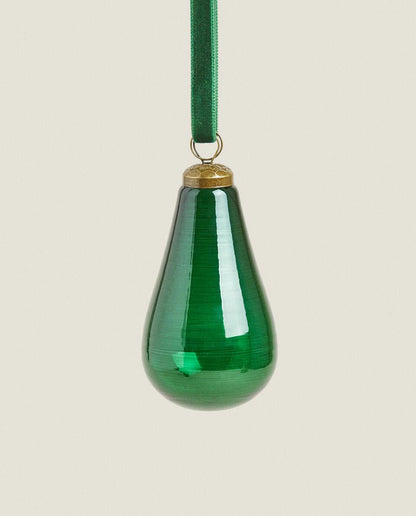 GLASS PEAR CHRISTMAS DECORATION