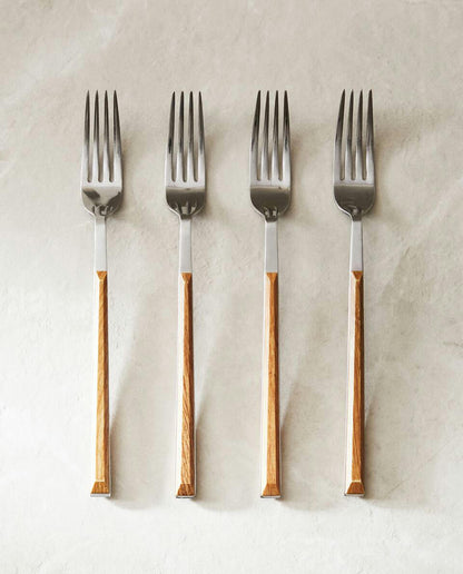 BOX 4 FORKS WITH WOOD-EFFECT HANDLES