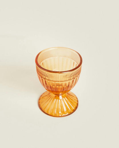 GLASS EGG CUP WITH RAISED DETAIL