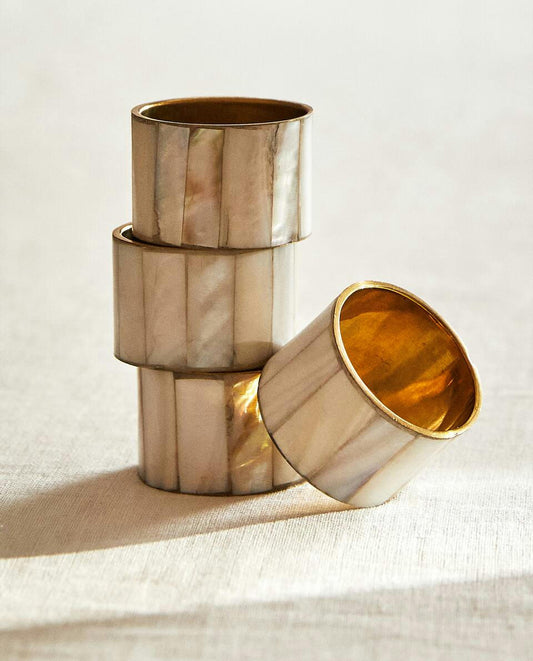 MOTHER-OF-PEARL NAPKIN RINGS (PACK OF 4)