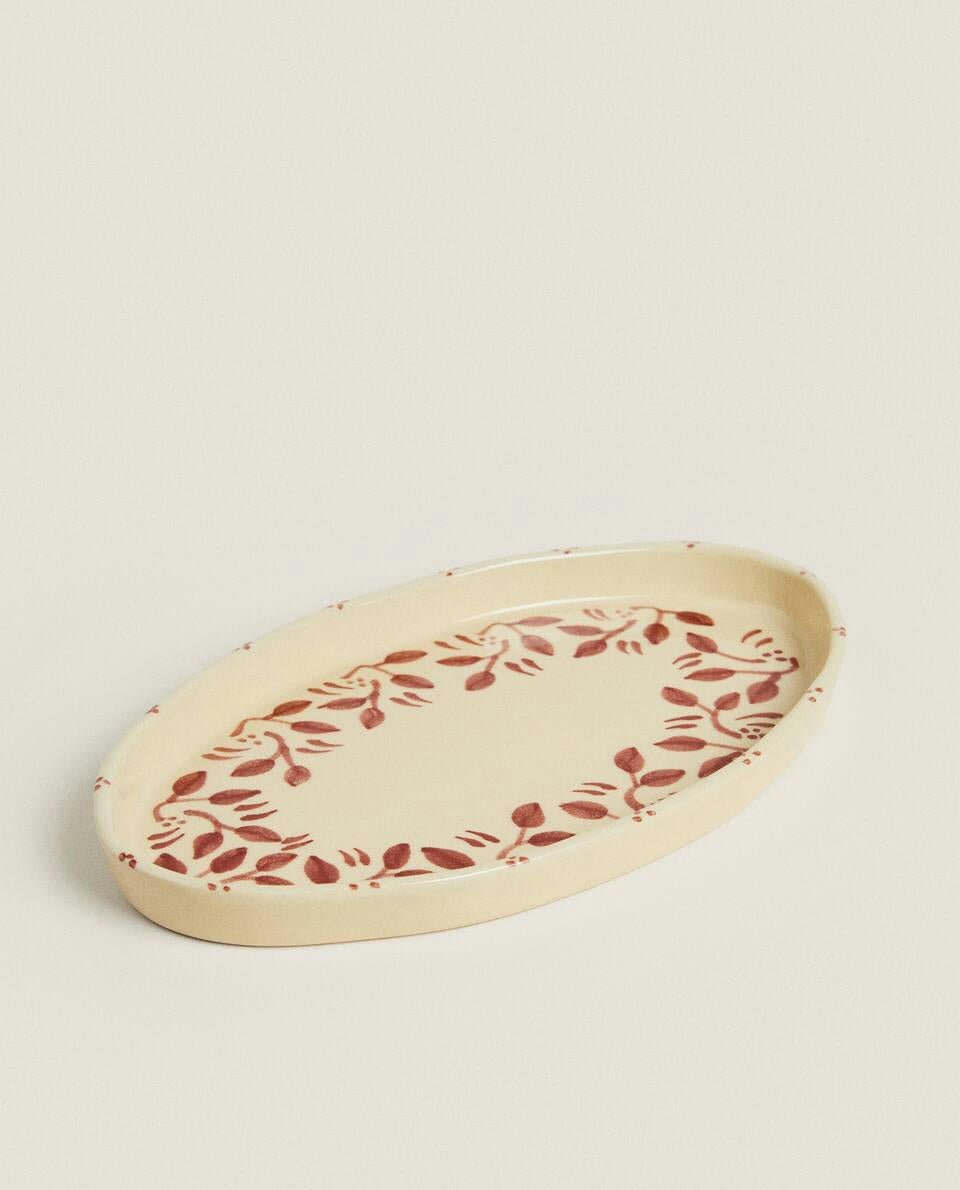 PAINTED CERAMIC CHRISTMAS TRAY