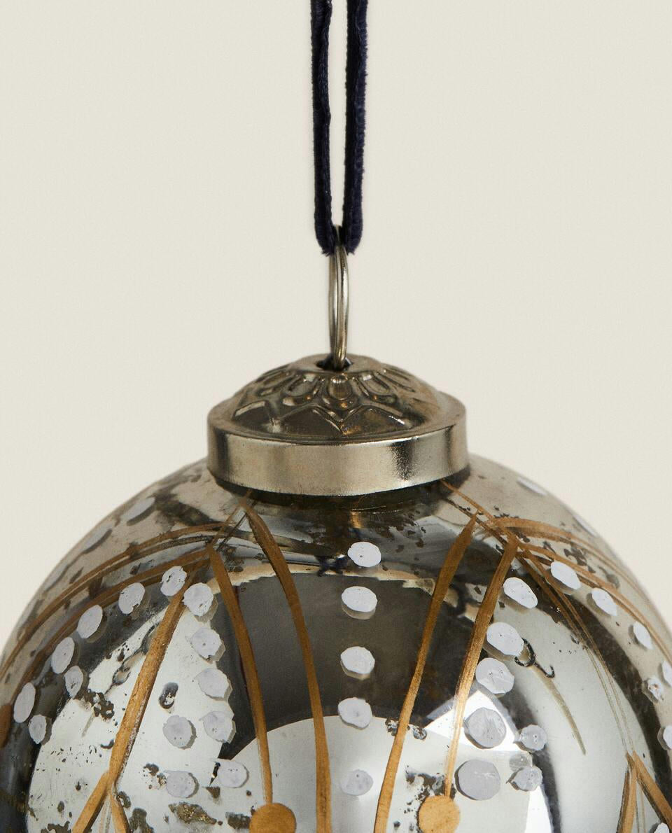 PAINTED GLASS BAUBLE CHRISTMAS DECORATION