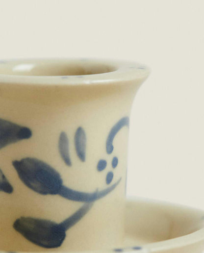 PAINTED CERAMIC CHRISTMAS CANDLESTICK HOLDER