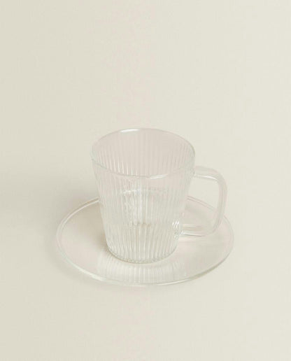BOROSILICATE GLASS COFFEE CUP AND SAUCER