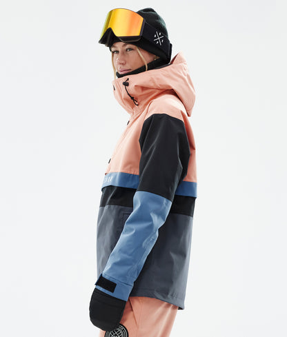 Snowboard Jacket For Women Faded Peach/Blue Steel/Black/Metal Blue