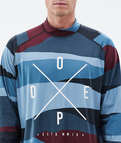 Base Layer Top For Men 2X-Up Shards Burgundy Blue