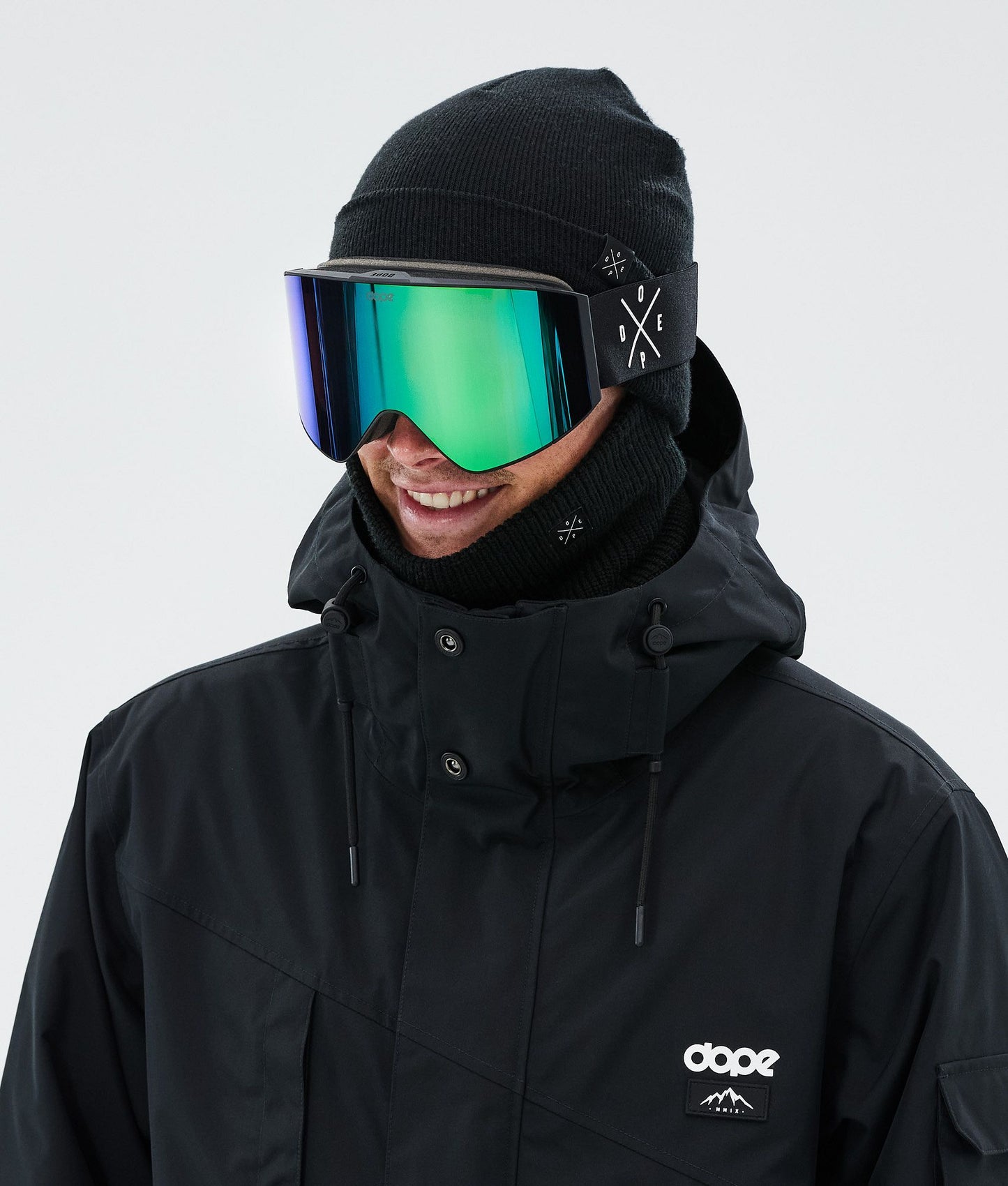 Ski Goggles Black/Green Mirror