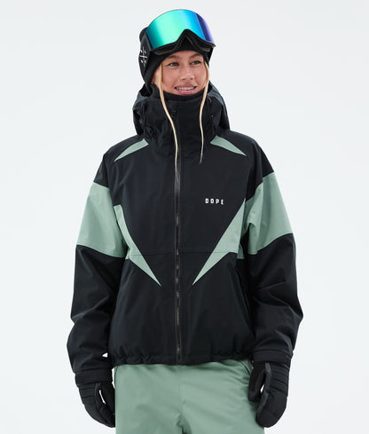 Snowboard Jacket For Women Spike Black/Faded Green