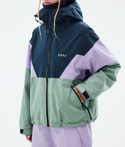 Snowboard Jacket For Women Sport Dark Blue/Faded Violet/Faded Green