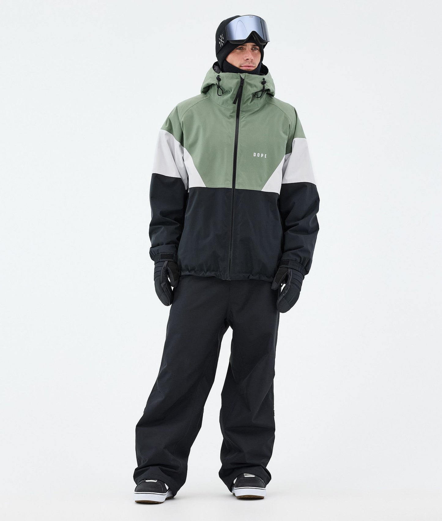 Snowboard Jacket For Men Sport Moss Green/Light Grey/Black