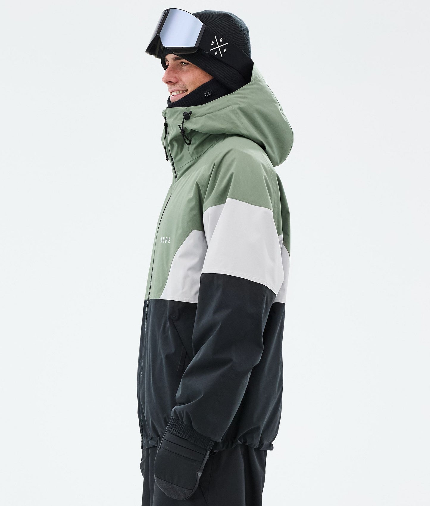 Snowboard Jacket For Men Sport Moss Green/Light Grey/Black