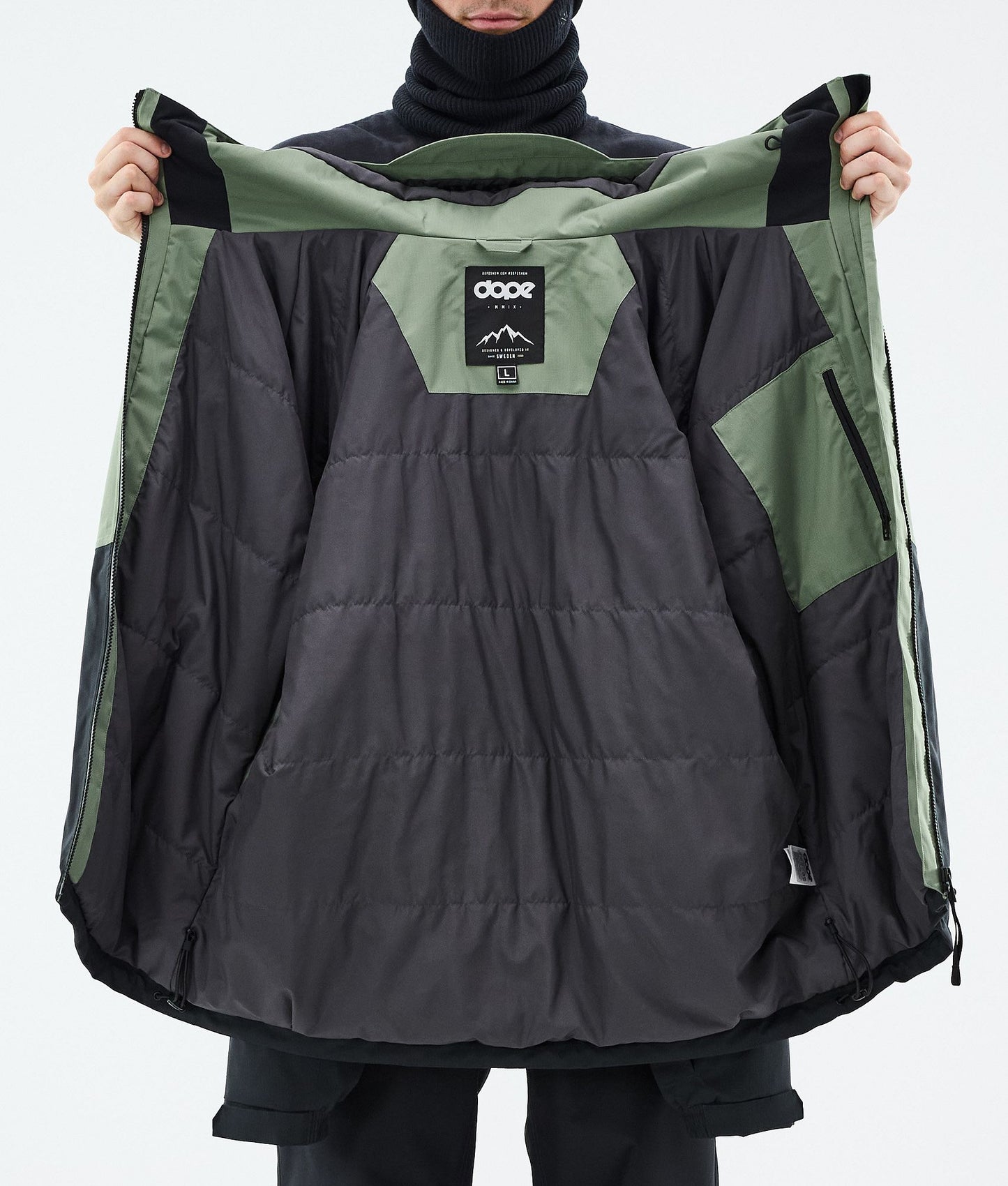 Snowboard Jacket For Men Sport Moss Green/Light Grey/Black