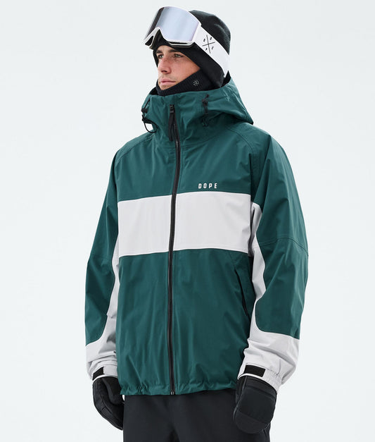 Snowboard Jacket For Men Stripe Bottle Green/Light Grey