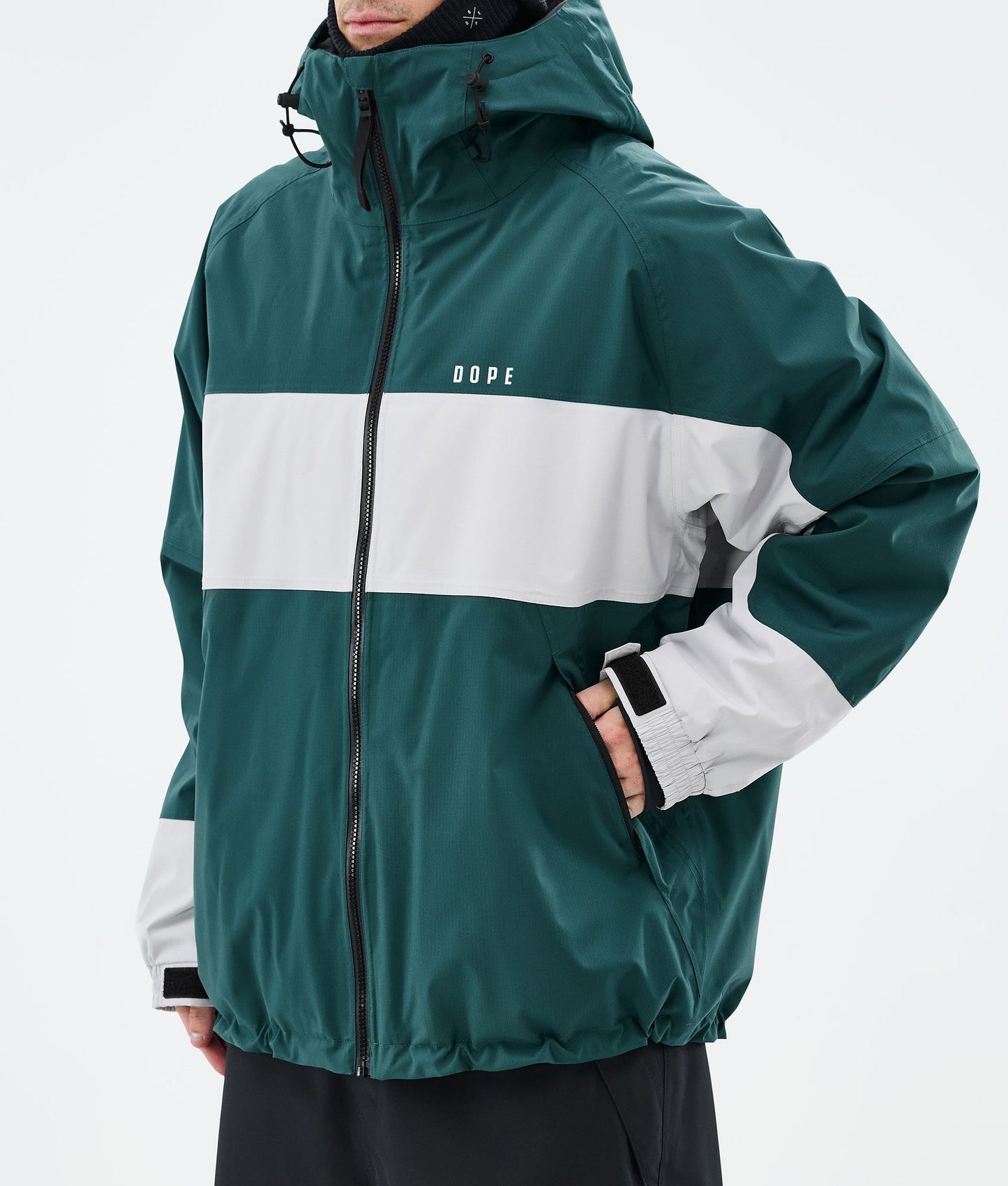Snowboard Jacket For Men Stripe Bottle Green/Light Grey