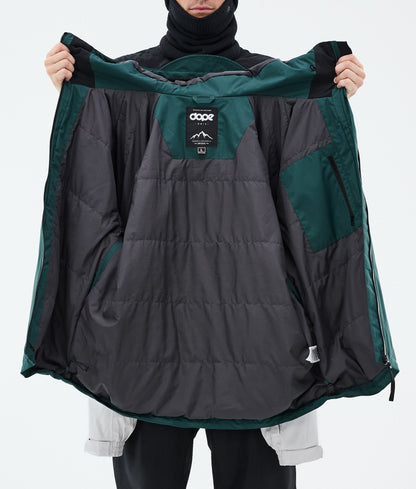 Snowboard Jacket For Men Stripe Bottle Green/Light Grey