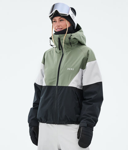 Snowboard Jacket For Women Sport Moss Green/Light Grey/Black
