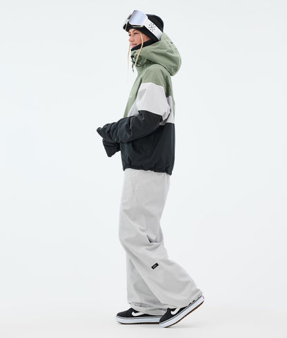 Snowboard Jacket For Women Sport Moss Green/Light Grey/Black