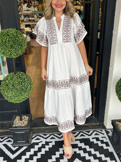 Boho-Maxikleid mit V-Ausschnitt für Damen (2 kaufen, kostenloser Versand)