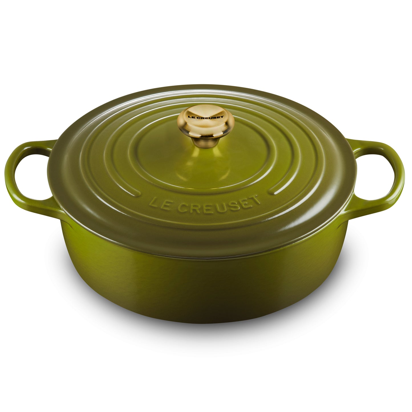 Signature Cast Iron 6.75-quart Olive Round Wide Dutch Oven