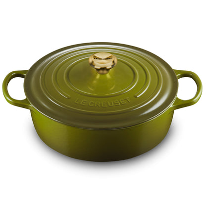 Signature Cast Iron 6.75-quart Olive Round Wide Dutch Oven