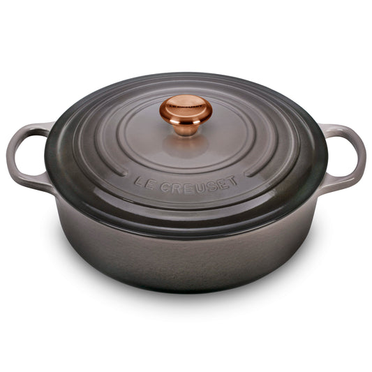 Signature Cast Iron 6.75-quart Oyster Round Wide Dutch Oven with Copper Knob