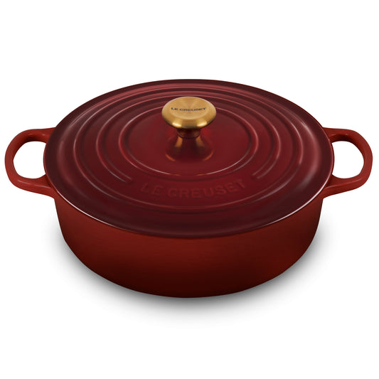 Signature Cast Iron 6.75-quart Rhone Round Wide Dutch Oven with Gold Knob