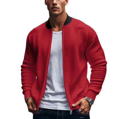 Lässige Baseballjacke mit Revers und Reißverschluss für Herren 