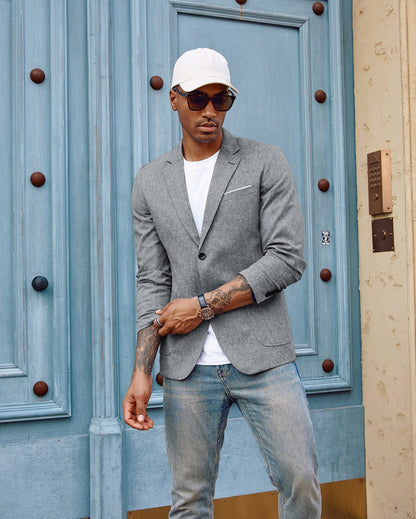 Blazer de sport décontracté pour homme, veste d'affaires légère à deux boutons 