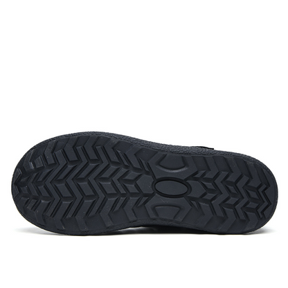 (Zeitlich begrenzte Aktion mit 49 % Rabatt) Warme, wasserdichte, rutschfeste Baumwollschuhe für Herren im Winter mit Klettverschluss, breite Zehenpartie, orthopädische Fußgewölbeunterstützung, Slip-on-Baumwollschuhe 