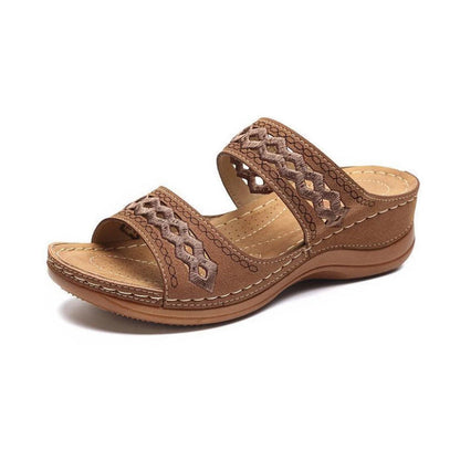 Sandales brodées en similicuir de qualité supérieure pour femmes 