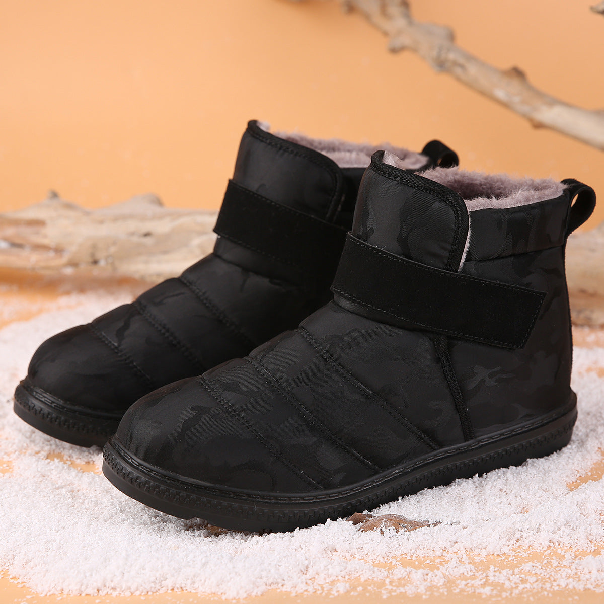 (Zeitlich begrenztes 70% Rabatt-Event) Herren Winter 2024 Neue warme wasserdichte rutschfeste durchstichfeste Slip-On-Schneestiefel mit Klettverschluss Knöchelstütze Orthopädische Baumwollschuhe mit breiter Zehen- und Fußgewölbestütze 