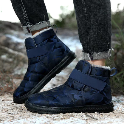 (Zeitlich begrenztes 70% Rabatt-Event) Herren Winter 2024 Neue warme wasserdichte rutschfeste durchstichfeste Slip-On-Schneestiefel mit Klettverschluss Knöchelstütze Orthopädische Baumwollschuhe mit breiter Zehen- und Fußgewölbestütze 