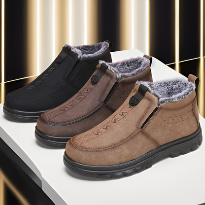 (Zeitlich begrenzter Rabatt von 70 %) Warme, orthopädische Winterstiefel aus echtem Leder mit Flanellfutter und Fußgewölbeunterstützung für Herren, wasserdicht, rutschfest 
