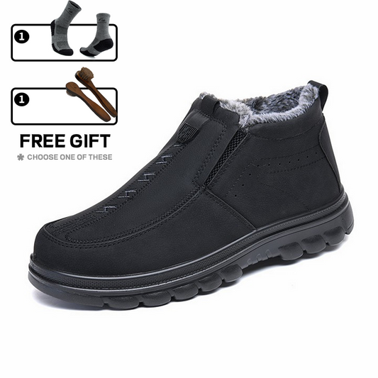 (Remise à durée limitée -70 %) Bottes orthopédiques d'hiver chaudes en cuir véritable pour hommes, doublées de flanelle, soutien de la voûte plantaire, bottes imperméables et antidérapantes 