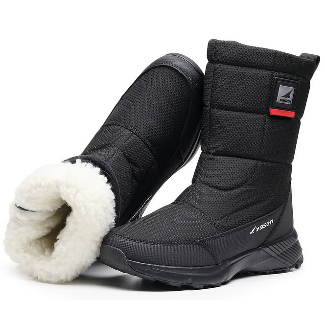 (Vente à durée limitée -49 % de réduction) Bottes de neige unisexes en cuir épais, doublées de fourrure, bottes mi-mollet chaudes, imperméables et antidérapantes (mise à niveau Warmth 2024) 