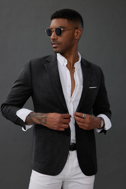 Blazer de sport décontracté pour homme, veste d'affaires légère à deux boutons 