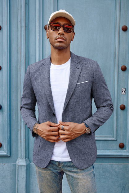 Blazer de sport décontracté pour homme, veste d'affaires légère à deux boutons 