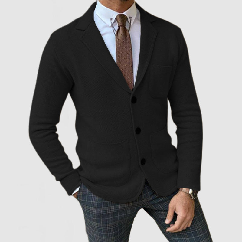 AUSVERKAUF Elegante Herren-Strickjacke mit Revers und langen Ärmeln 