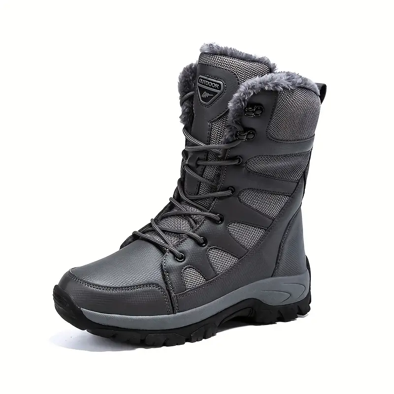 Herren-Schneestiefel mit mittlerer Wade, Thermo-Winterschuhe, winddichte Wanderstiefel mit flauschigem Futter 