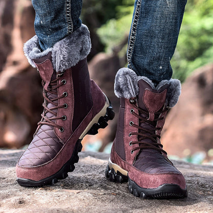 Warme, wasserdichte, Fleece-gefütterte High-Top-Schneestiefel für Herren aus Pelz 
