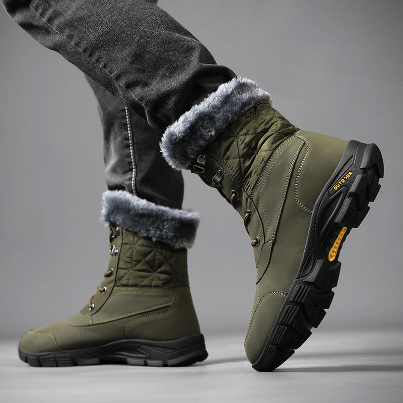 (Zeitlich begrenzter Verkauf, 49 % Rabatt) Herren-Winterstiefel mit warmem, dickem Leder und Plateausohle, pelzgefüttert, wasserdicht, rutschfest, verschleißfest 