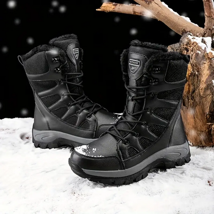 Herren-Schneestiefel mit mittlerer Wade, Thermo-Winterschuhe, winddichte Wanderstiefel mit flauschigem Futter 