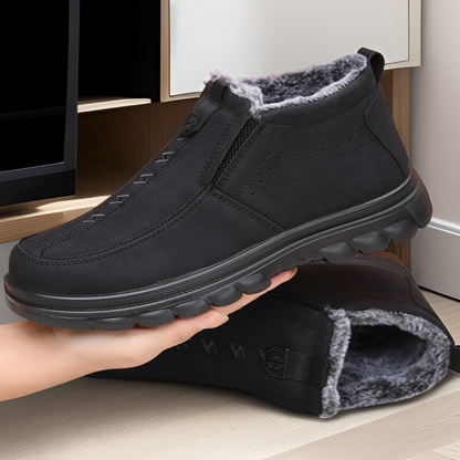 (Zeitlich begrenzter Rabatt von 70 %) Warme, orthopädische Winterstiefel aus echtem Leder mit Flanellfutter und Fußgewölbeunterstützung für Herren, wasserdicht, rutschfest 