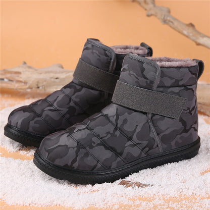 (Zeitlich begrenztes 70% Rabatt-Event) Herren Winter 2024 Neue warme wasserdichte rutschfeste durchstichfeste Slip-On-Schneestiefel mit Klettverschluss Knöchelstütze Orthopädische Baumwollschuhe mit breiter Zehen- und Fußgewölbestütze 