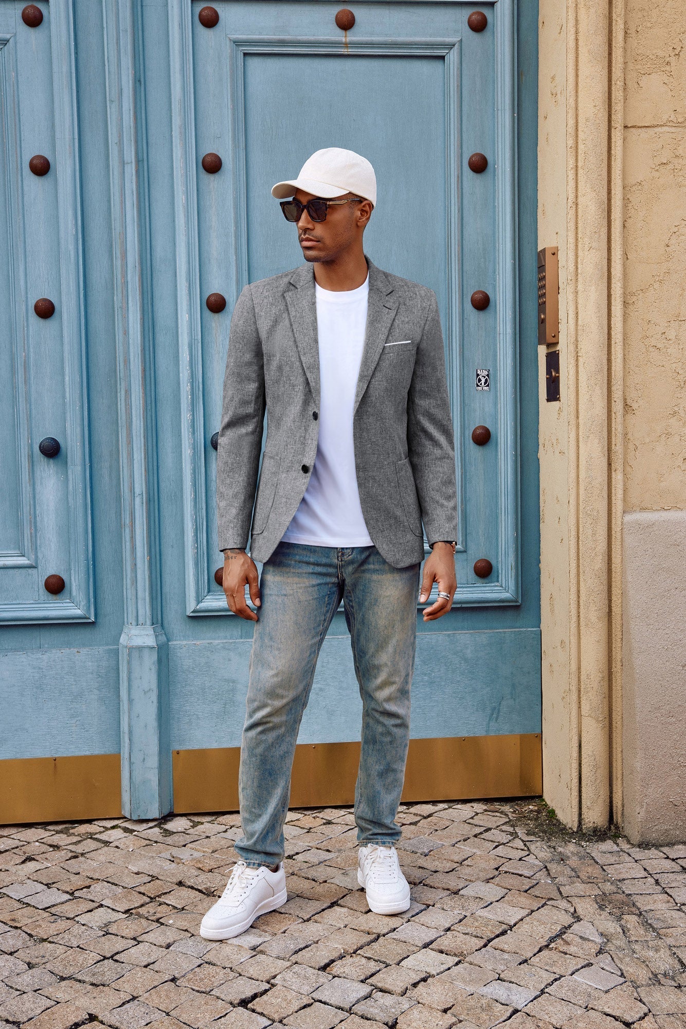 Blazer de sport décontracté pour homme, veste d'affaires légère à deux boutons 