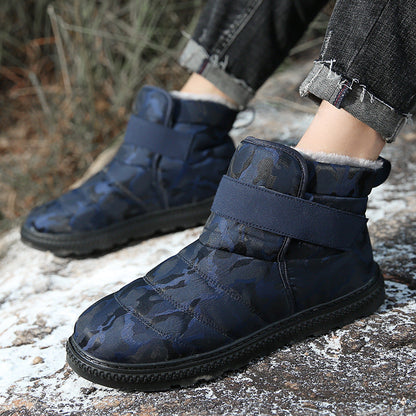 (Zeitlich begrenztes 70% Rabatt-Event) Herren Winter 2024 Neue warme wasserdichte rutschfeste durchstichfeste Slip-On-Schneestiefel mit Klettverschluss Knöchelstütze Orthopädische Baumwollschuhe mit breiter Zehen- und Fußgewölbestütze 