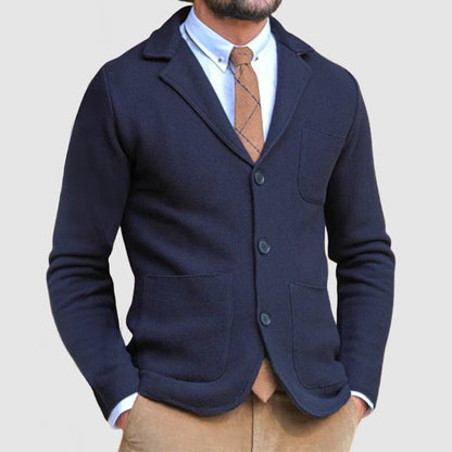 AUSVERKAUF Elegante Herren-Strickjacke mit Revers und langen Ärmeln 