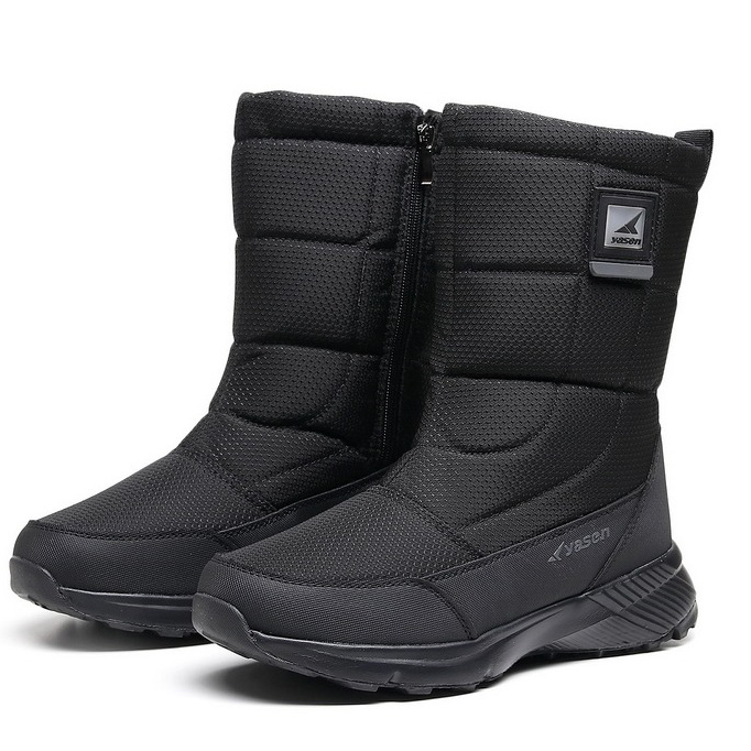 (Vente à durée limitée -49 % de réduction) Bottes de neige unisexes en cuir épais, doublées de fourrure, bottes mi-mollet chaudes, imperméables et antidérapantes (mise à niveau Warmth 2024) 